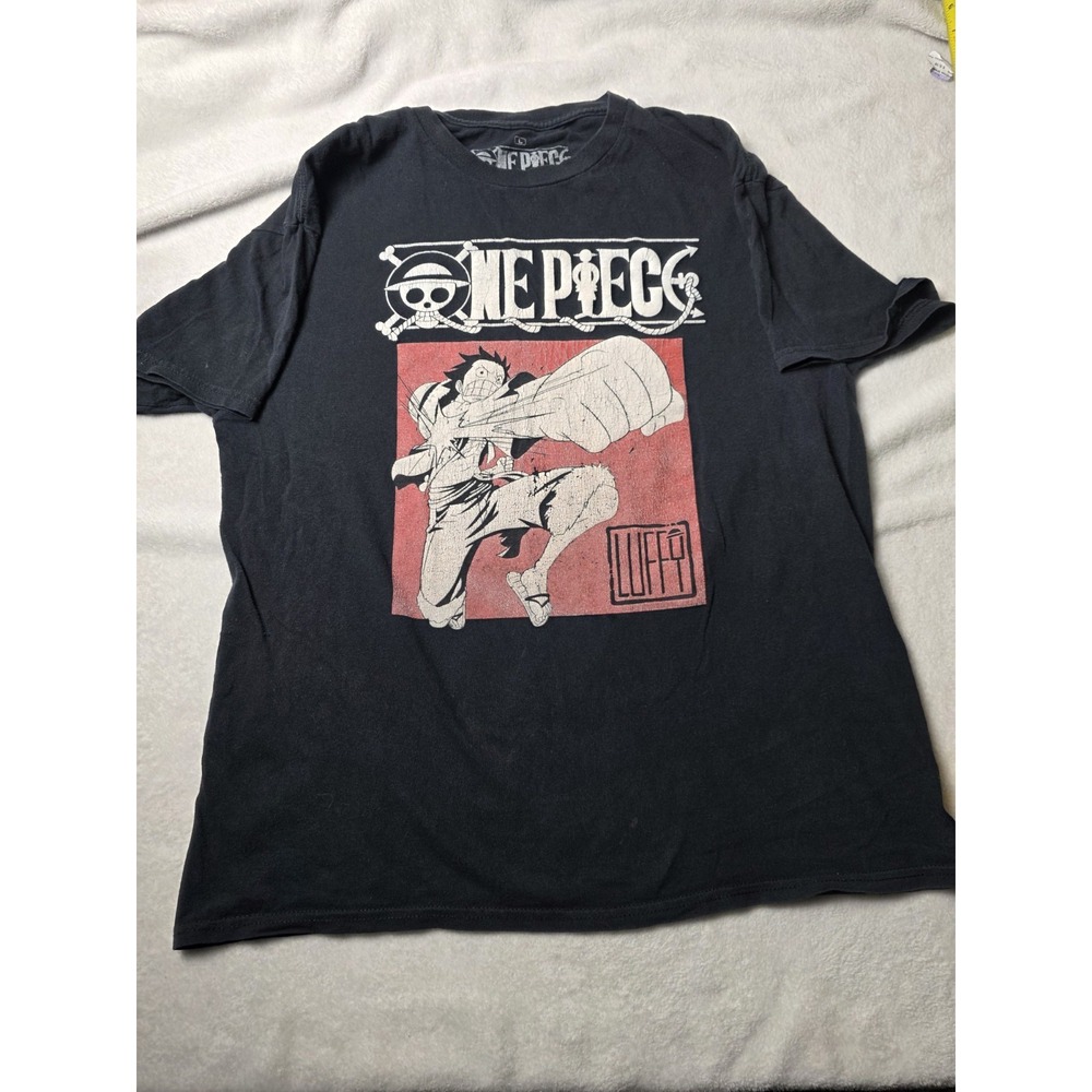One Piece Luffy T Shirt Mens Large Black Anime Manga Graphic Tee L